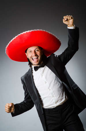 Young mexican man wearing sombreroの写真素材