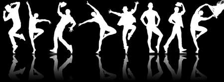 Silhouettes of dancers in dancing conceptの写真素材