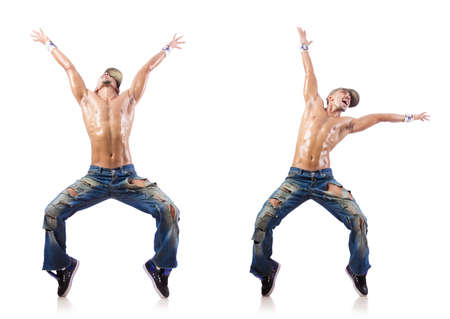 Dancer dancing dances isolated on whiteの写真素材