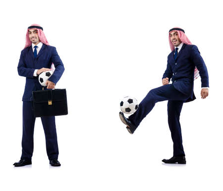 Arab businessman with footballの写真素材