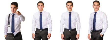 Young man in fashion concept isolated on whiteの写真素材