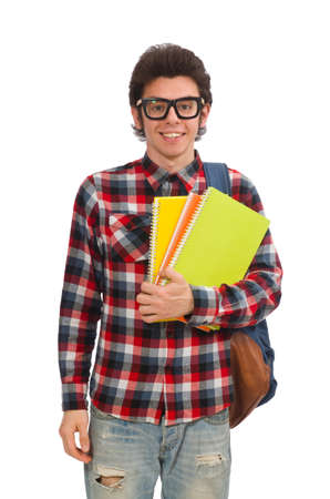 Young student isolated on whiteの写真素材