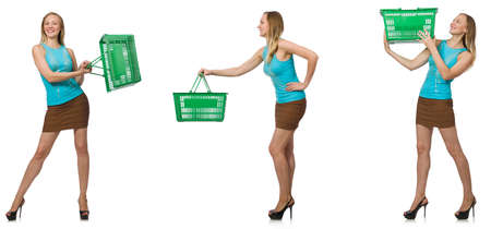 Composite photo of woman with shopping basketの写真素材