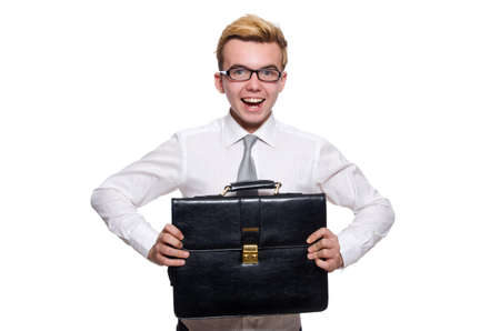 Funny businessman isolated on the whiteの写真素材
