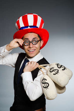 Man with dollar money sacksの写真素材