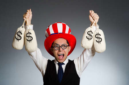 Man with dollar money sacksの写真素材