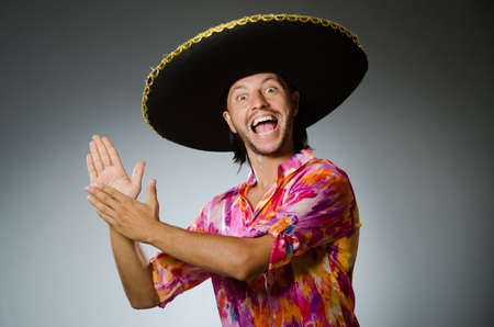 Young mexican man wearing sombrero