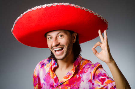 Young mexican man wearing sombrero