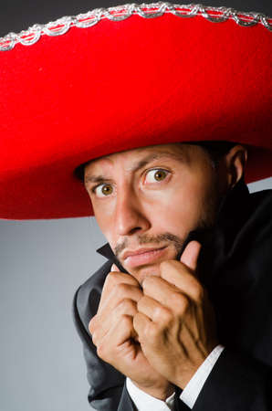 Young mexican man wearing sombreroの写真素材