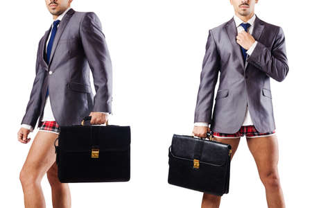 Composite photo of naked businessman on whiteの写真素材