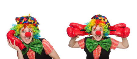 Clown in various poses isolated on whiteの写真素材