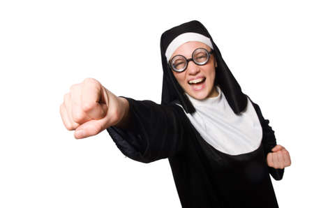 Nun isolated on the white backgroundの写真素材