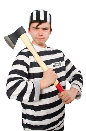 Prisoner isolated on the white backgroundの写真素材