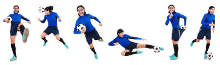 Football player isolated on the white backgroundの写真素材