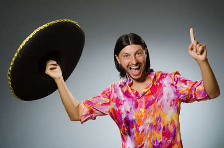 Young mexican man wearing sombreroの写真素材