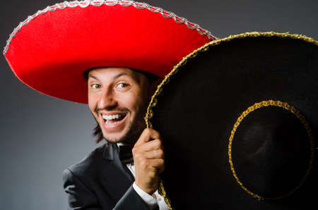 Young mexican man wearing sombreroの写真素材