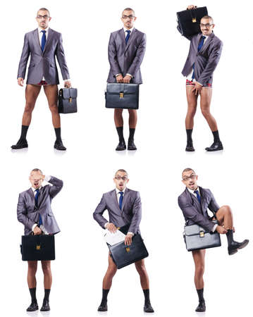 Composite photo of naked businessman on whiteの写真素材