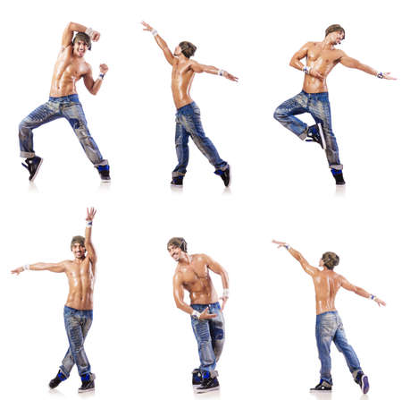 Dancer dancing dances isolated on whiteの写真素材