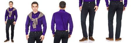 Young man in fashion concept isolated on whiteの写真素材