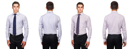 Young man in fashion concept isolated on whiteの写真素材