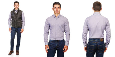 Young man in fashion concept isolated on whiteの写真素材