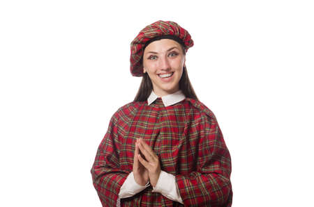Scottish woman isolated on the white backgroundの写真素材