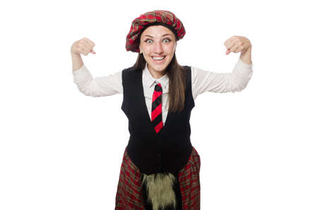 Scottish woman isolated on the white backgroundの写真素材