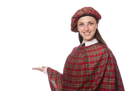 Scottish woman isolated on the white backgroundの写真素材