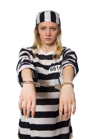 Prisoner isolated on the white backgroundの写真素材