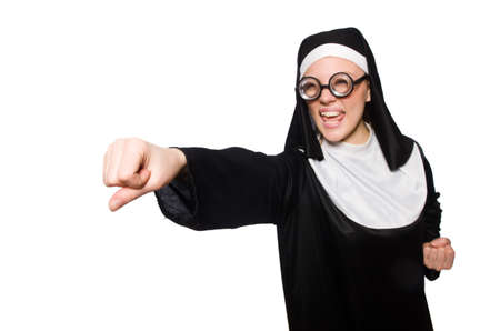Nun isolated on the white backgroundの写真素材