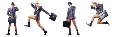 Composite photo of naked businessman on whiteの写真素材