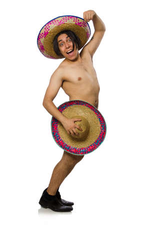 Naked mexican man isolated on whiteの写真素材