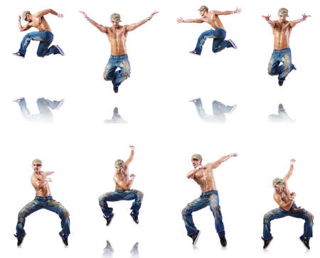 Dancer dancing dances isolated on whiteの写真素材