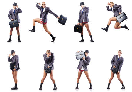 Composite photo of naked businessman on whiteの写真素材