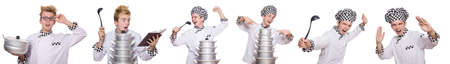Set of photos with funny cook