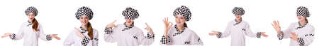 Woman cook isolated on the white