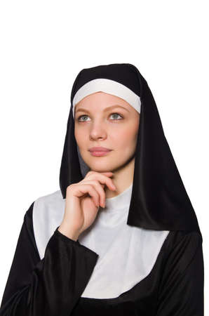 Nun isolated on the white backgroundの写真素材