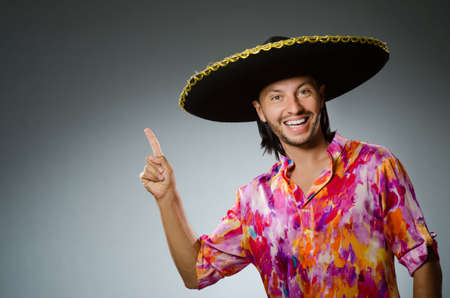 Young mexican man wearing sombreroの写真素材