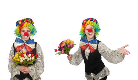 Female clown isolated on whiteの写真素材