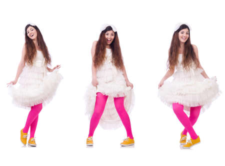 Funny bride isolated on the whiteの写真素材