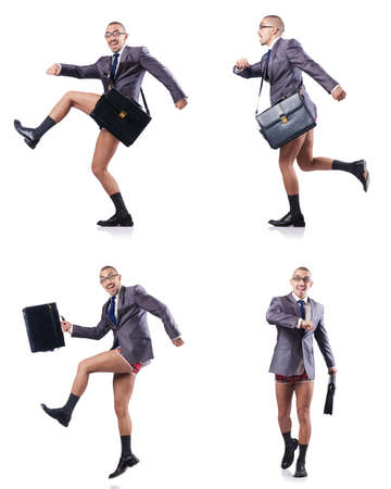 Composite photo of naked businessman on whiteの写真素材