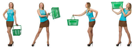 Composite photo of woman with shopping basketの写真素材