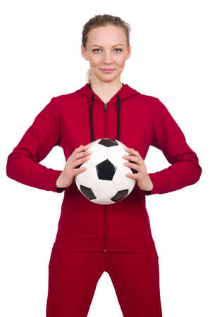 Woman in sports concept isolated on whiteの写真素材
