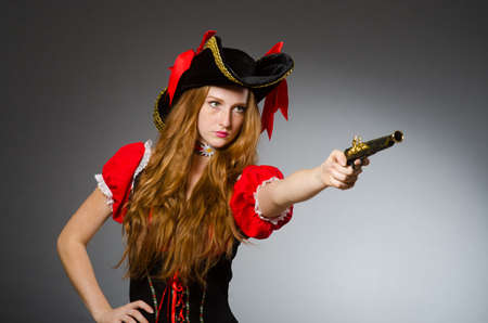 Woman in pirate costume - Halloween conceptの写真素材