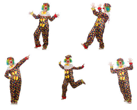 Set of clown photos isolated on whiteの写真素材