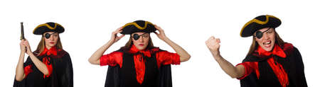 Woman pirate in various concepts on whiteの写真素材