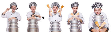 Set of photos with funny cookの写真素材