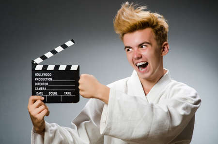 Funny karate fighter in sports conceptの写真素材