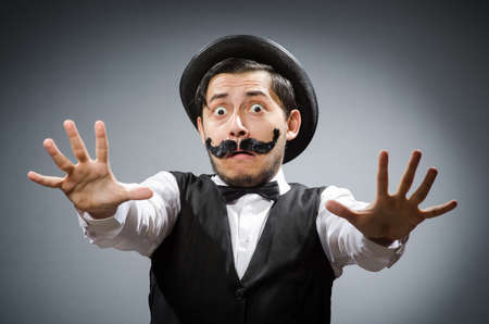 Funny man in vintage conceptの写真素材