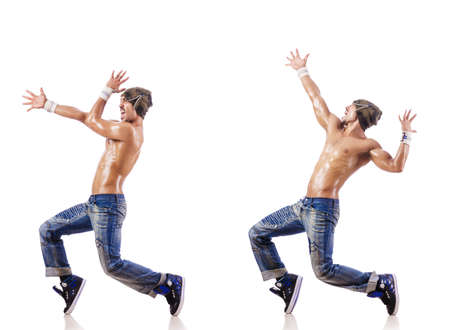 Dancer dancing dances isolated on whiteの写真素材